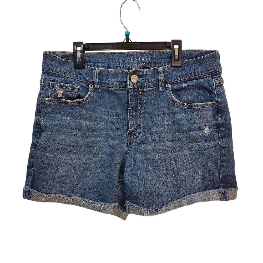 Aeropostale Denim‎ Stretch Distressed Roll Cuff Denim Shorts Size 10